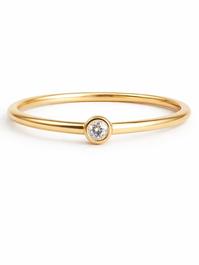 Gold Solitare Bezel Ring
